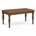 Table à manger rectangulaire en bois brun avec pieds tournés, 160 x 90 x 76 cm