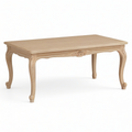 Table à manger rectangulaire en bois beige, style classique sculpté, 180 x 90 x 78 cm