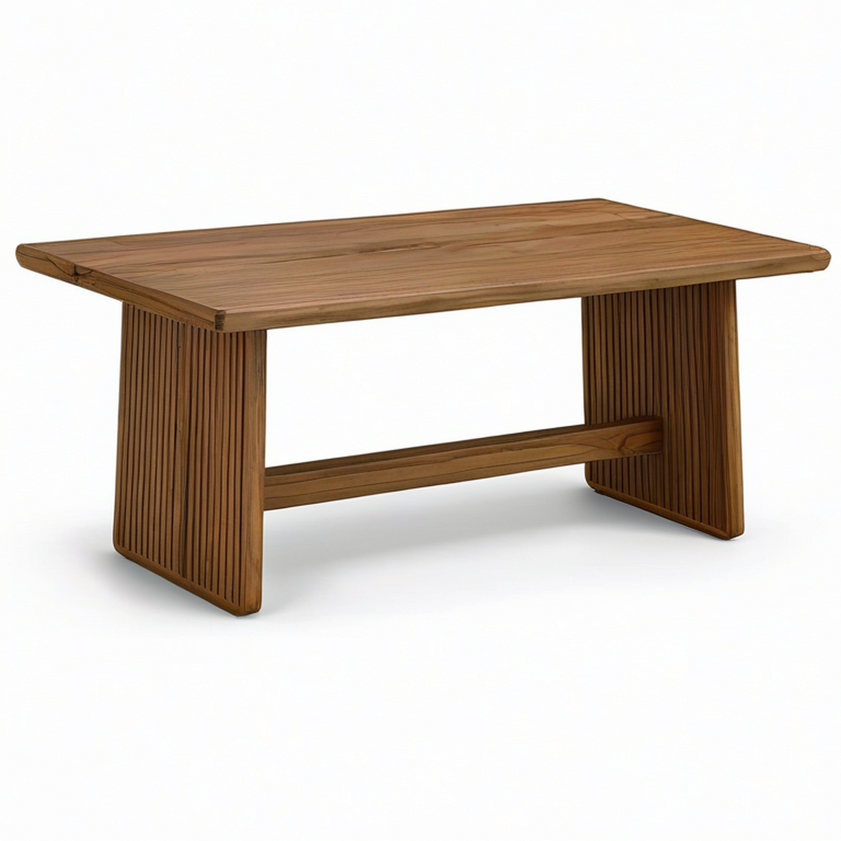 Table à manger rectangulaire en bois brun noyer, 160 x 90 x 75 cm, pieds cannelés contemporains