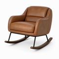 Fauteuil à bascule contemporain marron 92 x 88 x 90 cm avec revêtement effet cuir