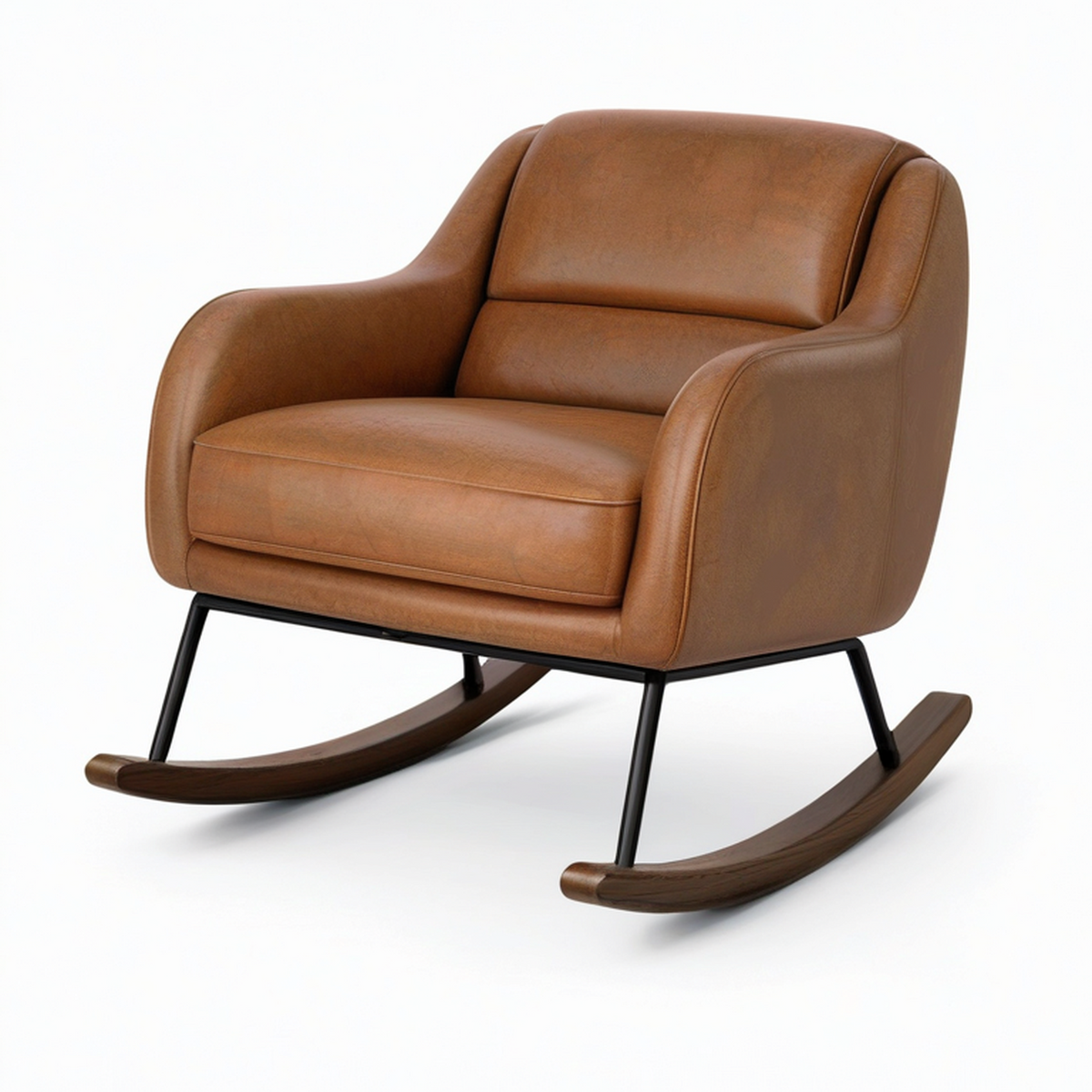 Fauteuil à bascule contemporain marron 92 x 88 x 90 cm avec revêtement effet cuir