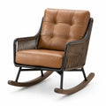 Fauteuil à bascule marron et noir 76 x 95 x 92 cm en métal, bois et revêtement aspect cuir