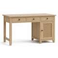 Bureau avec rangements en bois manufacturé et rotin tressé, chêne clair et noir, 120 x 50 x 76 cm