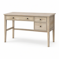 Bureau en bois chêne clair avec détails noirs, 3 tiroirs, 120 x 50 x 76 cm