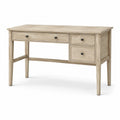 Bureau en bois chêne clair avec détails noirs, 3 tiroirs, 120 x 50 x 76 cm