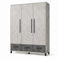 Armoire à 3 portes et 3 tiroirs en panneaux de bois gris clair et anthracite, 150 x 50 x 200 cm