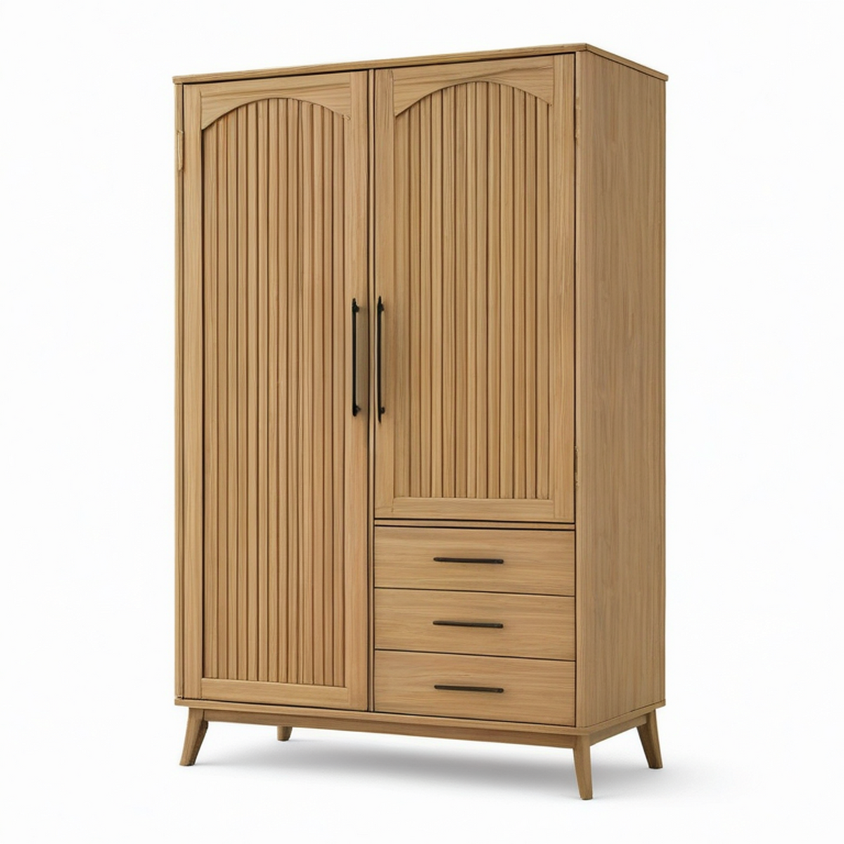 Armoire à 2 portes et 3 tiroirs, 120 x 55 x 190 cm, chêne naturel et noir