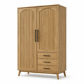 Armoire à 2 portes et 3 tiroirs, 120 x 55 x 190 cm, chêne naturel et noir