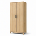 Armoire de rangement à 2 portes effet chêne clair avec poignées noires, 80 x 50 x 180 cm