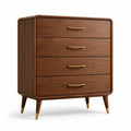 Commode en bois brun à 4 tiroirs avec détails dorés, 90 x 45 x 105 cm